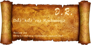 Dékány Radamesz névjegykártya